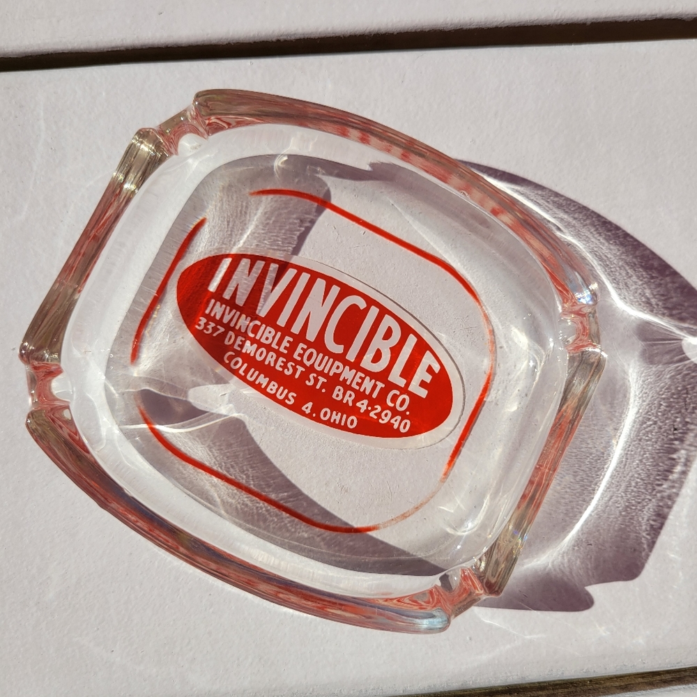Vintage Ashtray ~ Advertising ~ MCM - 1960s? ~ Invincible Equip ~ Columbus, OH